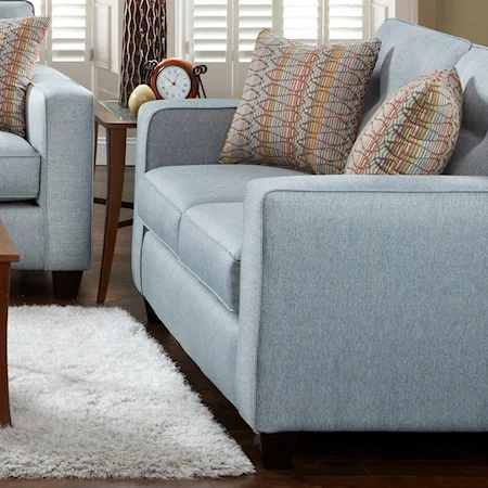 Contemporary Loveseat with Track Arms and Button Tufted Cushions